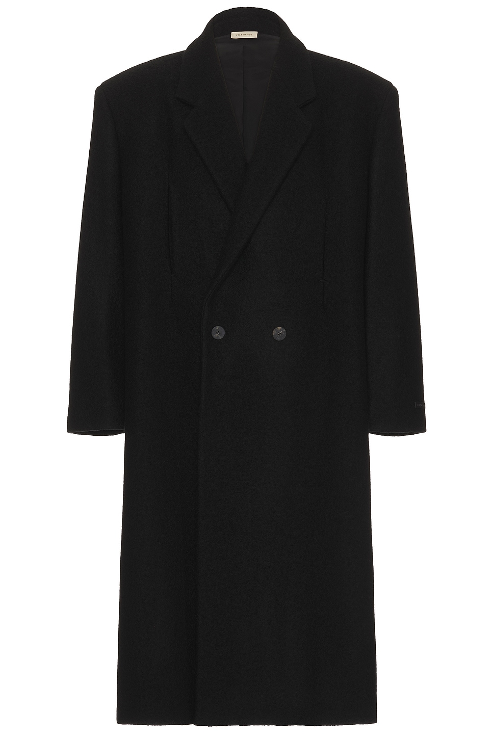 Boiled Wool Relaxed Overcoat in Black