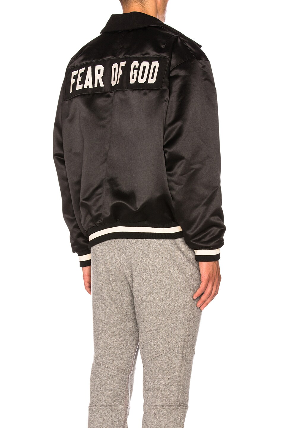 Image 1 of Fear of God Satin Half Zip Coaches Jacket in Black