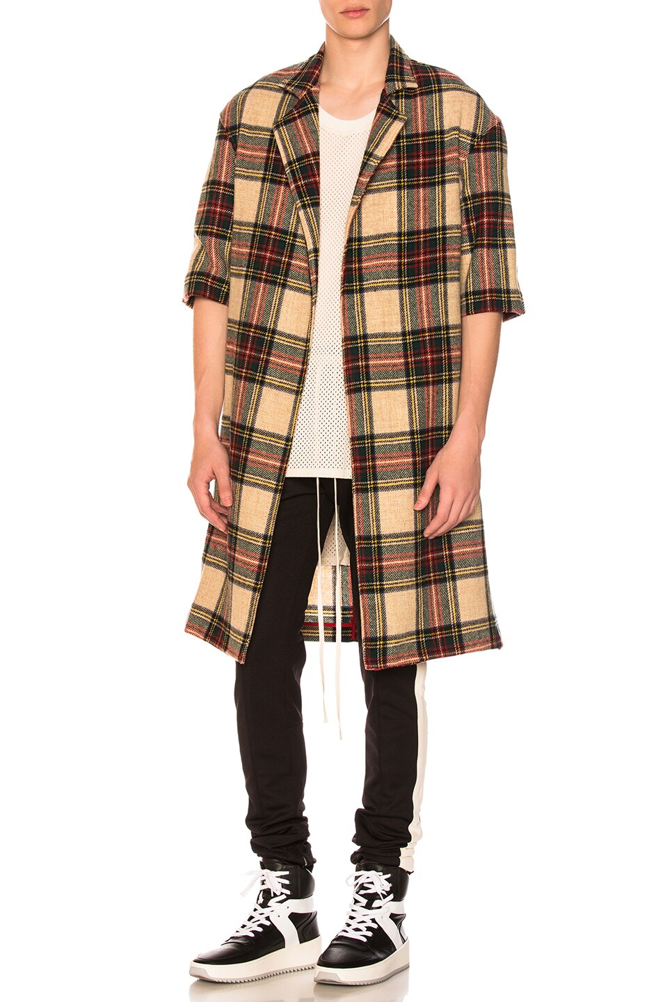 Image 1 of Fear of God Wool Plaid Overcoat in Cream Plaid