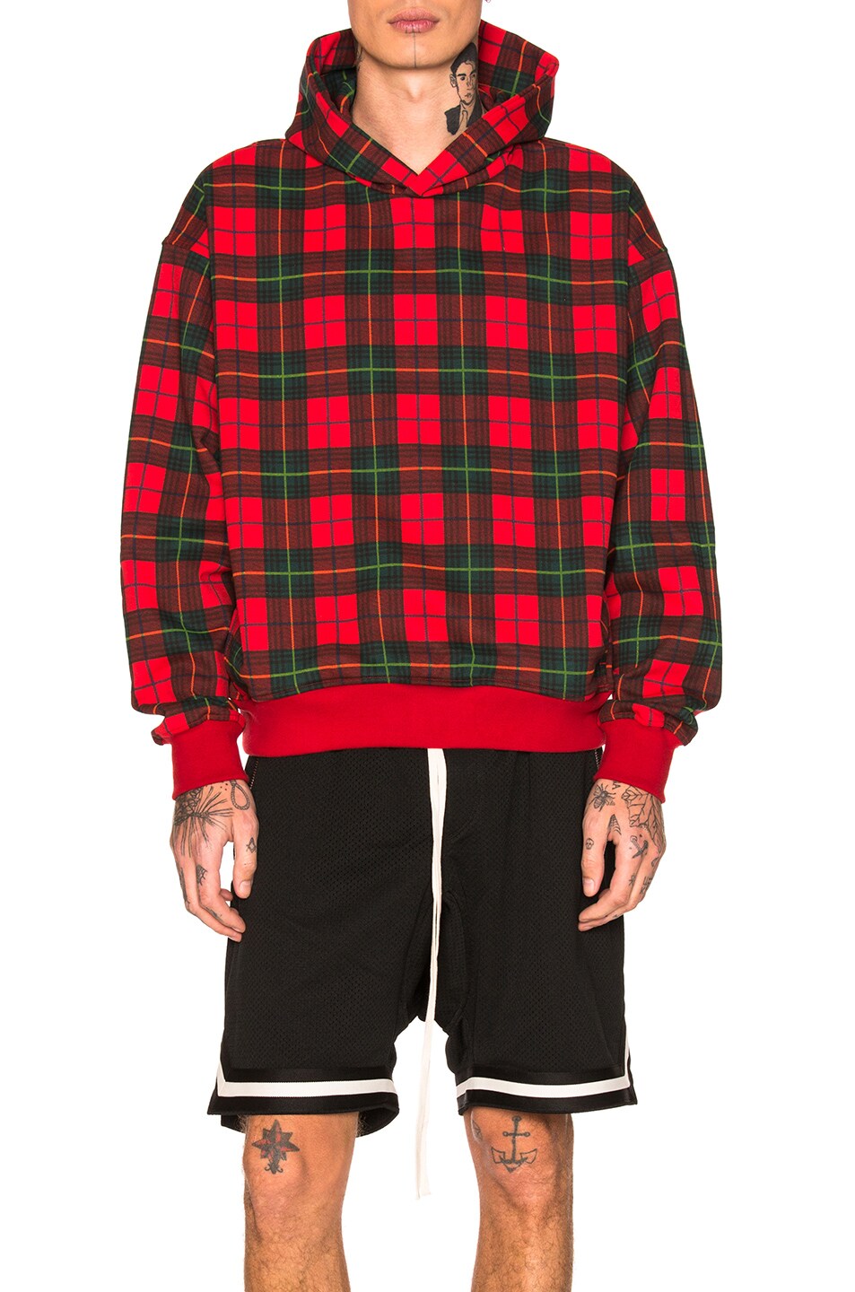 Image 1 of Fear of God Plaid Everyday Hoodie in Red