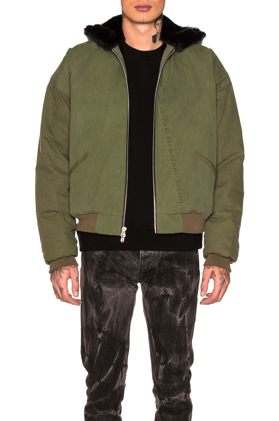 Image 1 of Fear of God Vintage Military Faux Fur Coat in Military Green