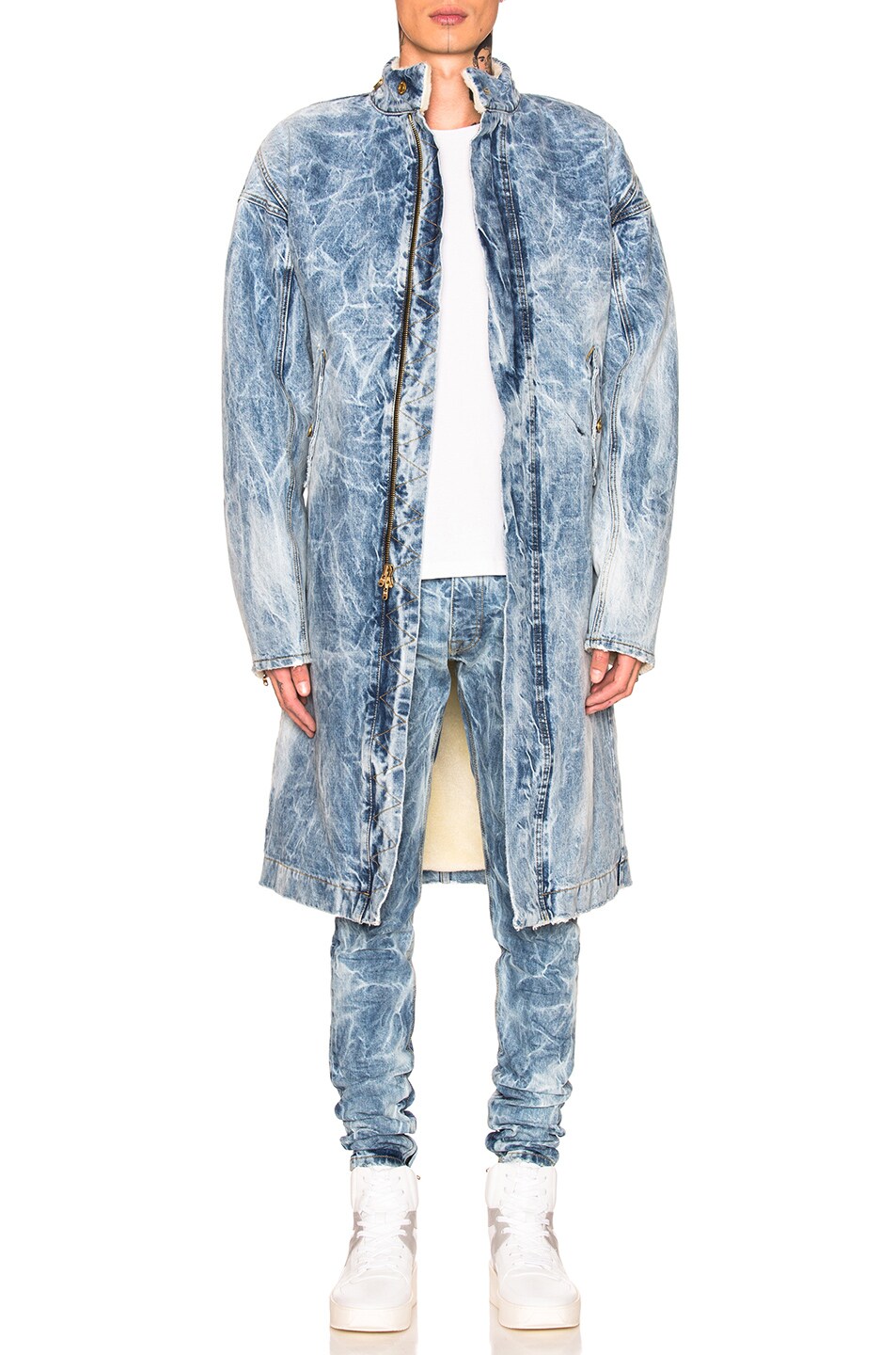 Image 1 of Fear of God Selvedge Denim Holy Water Deckcoat With Sherpa Lining in Indigo