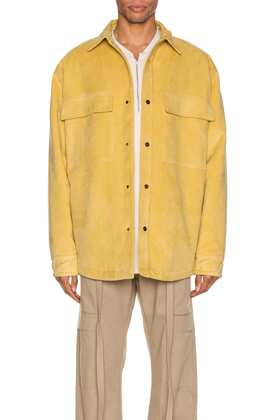 Image 1 of Fear of God Suede Shirt Jacket in Garden Glove Yellow