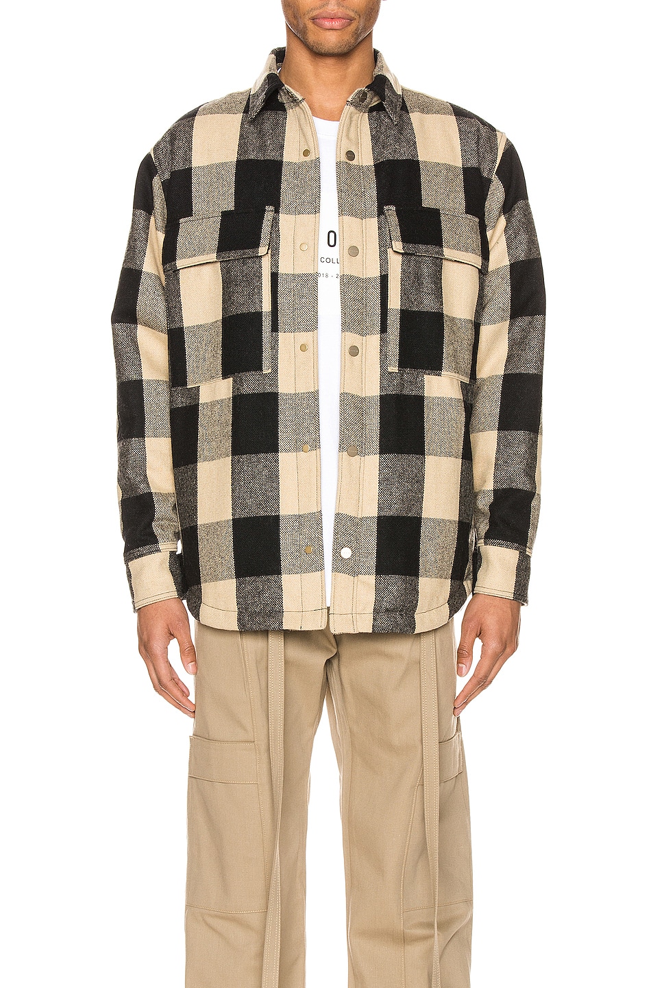 Image 1 of Fear of God Oversized Check Shirt Jacket in Black & Cream Oversized Check