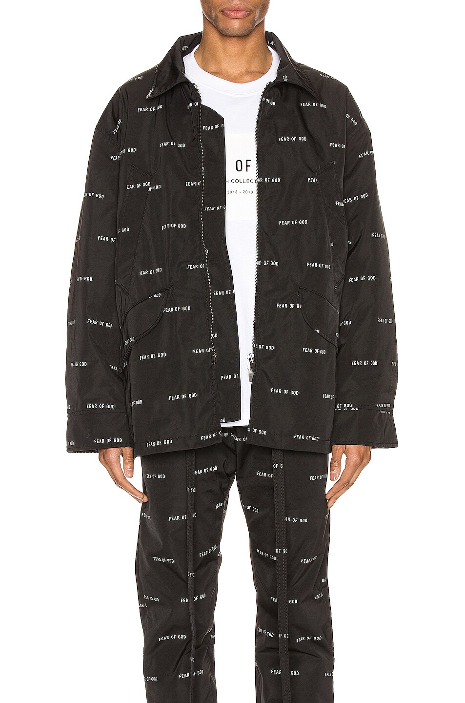 Image 1 of Fear of God All Over Print Nylon Field Jacket in Black