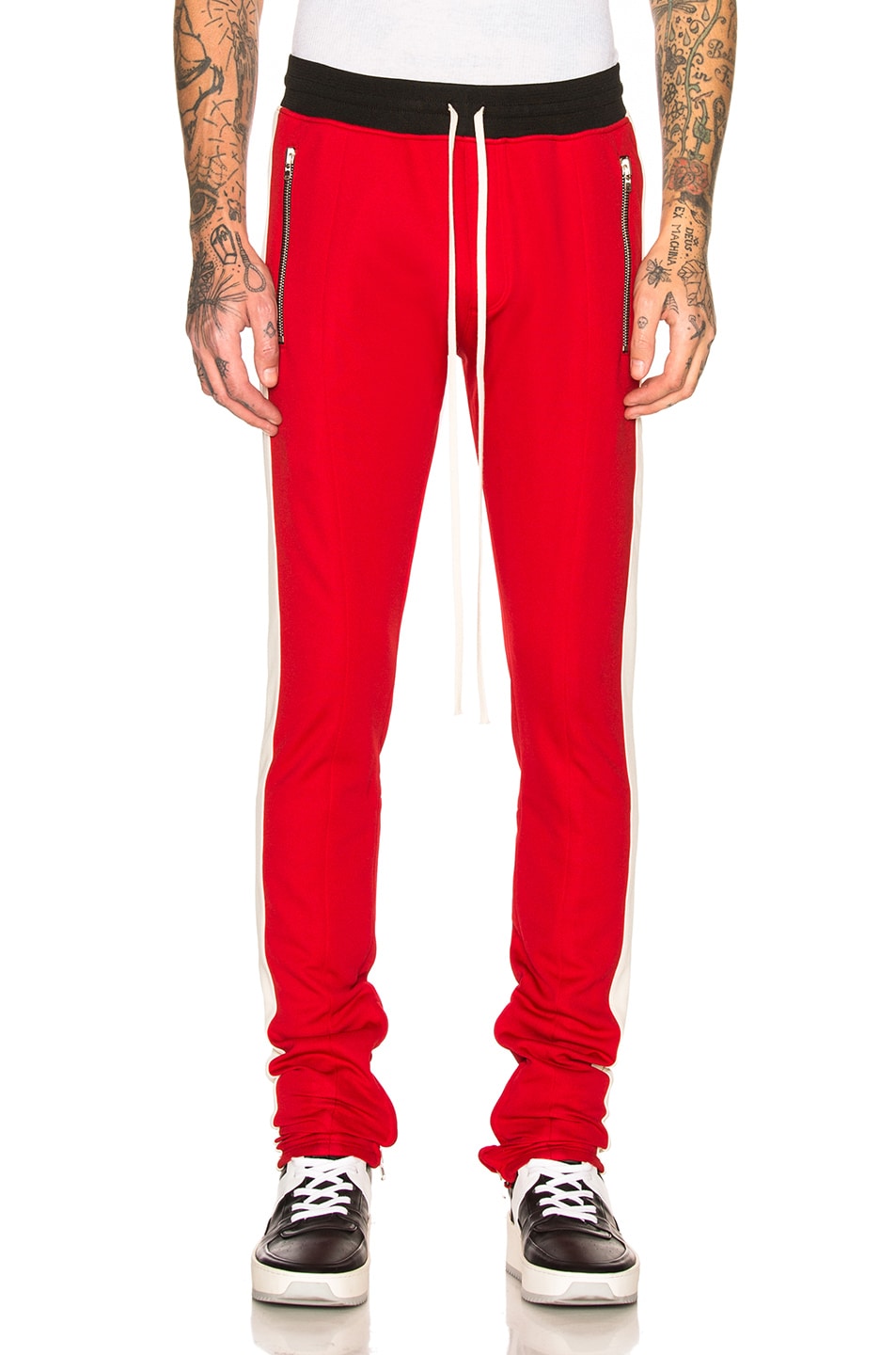 Image 1 of Fear of God Double Knit Track Pants in Red & Cream