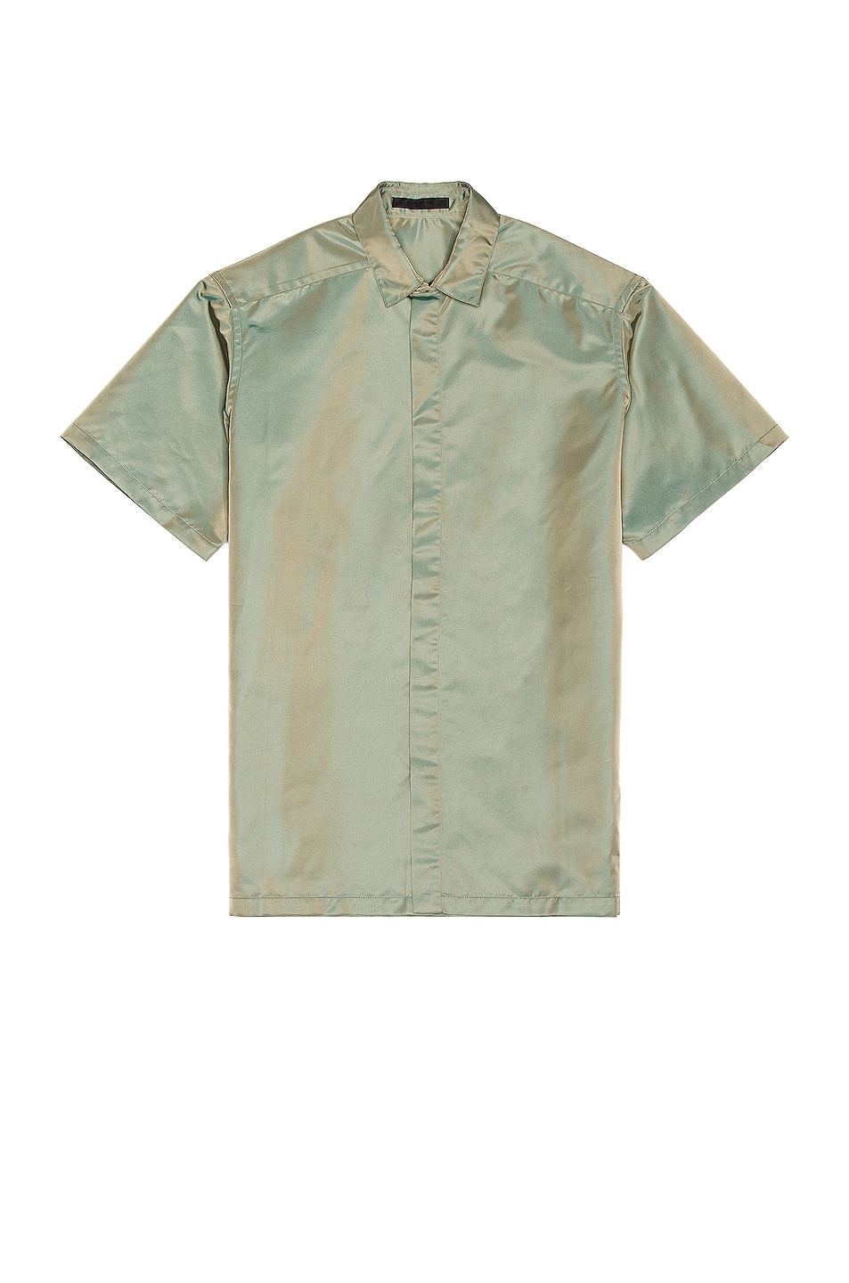 Image 1 of Fear of God Short Sleeve Nylon Shirt in Green Iridescebt