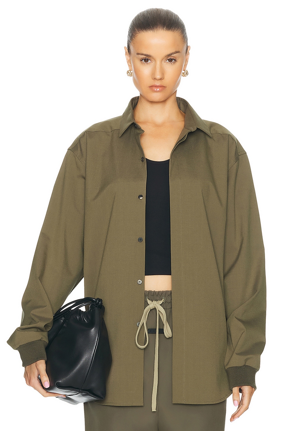 Image 1 of Fear of God Half Placket Shirt in Olive