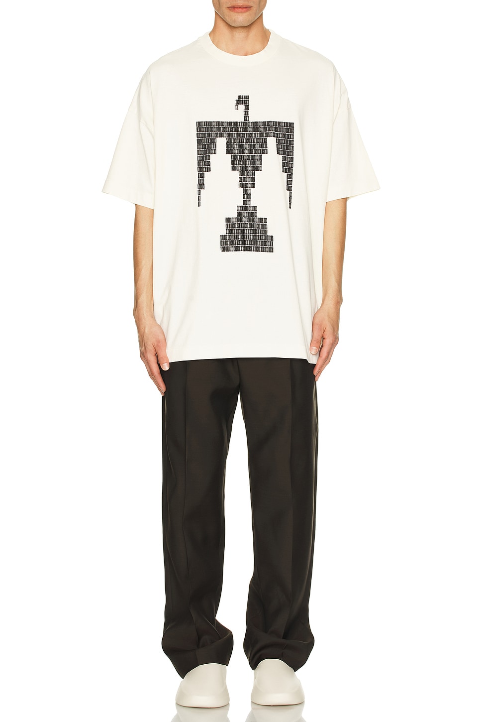 Image 1 of Fear of God Short Sleeve Thunderbird Black Print Tee in Cream