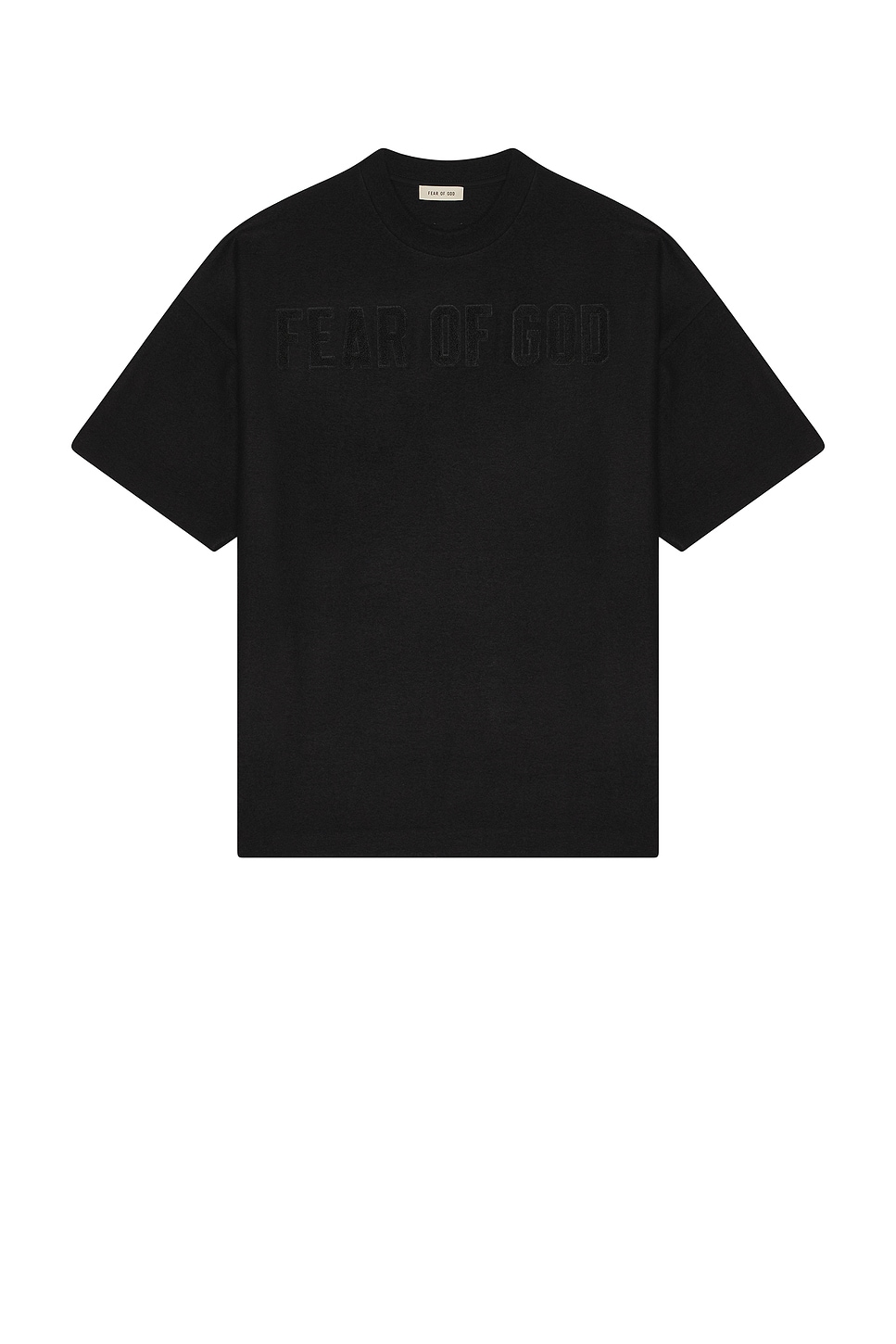 Image 1 of Fear of God Boiled Wool Logo Patch Short Sleeve Tee in Black