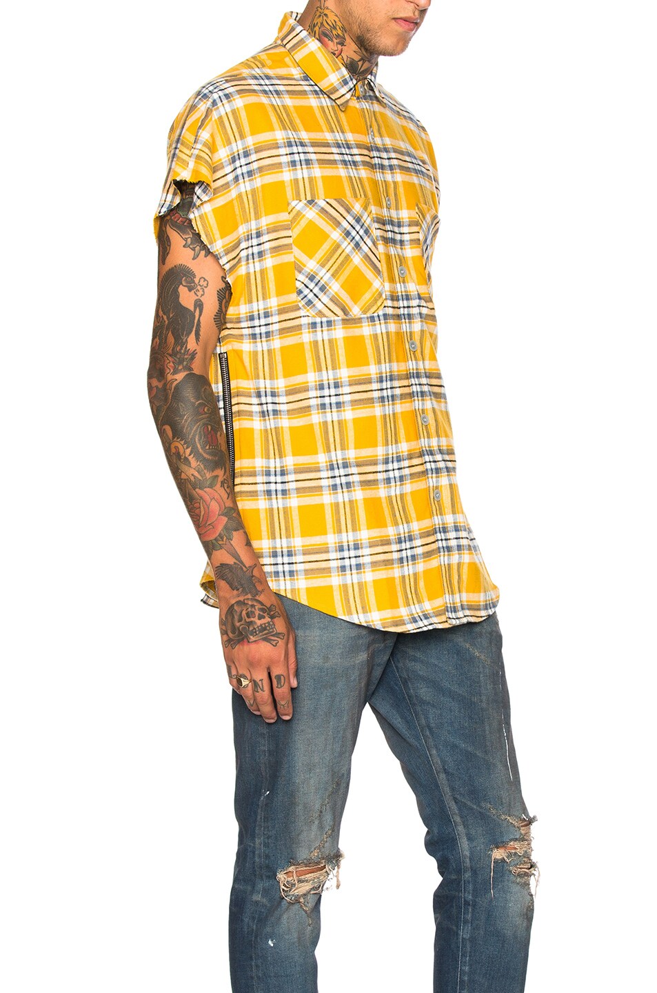 Fear of God Sleeveless Flannel in Yellow Plaid FWRD