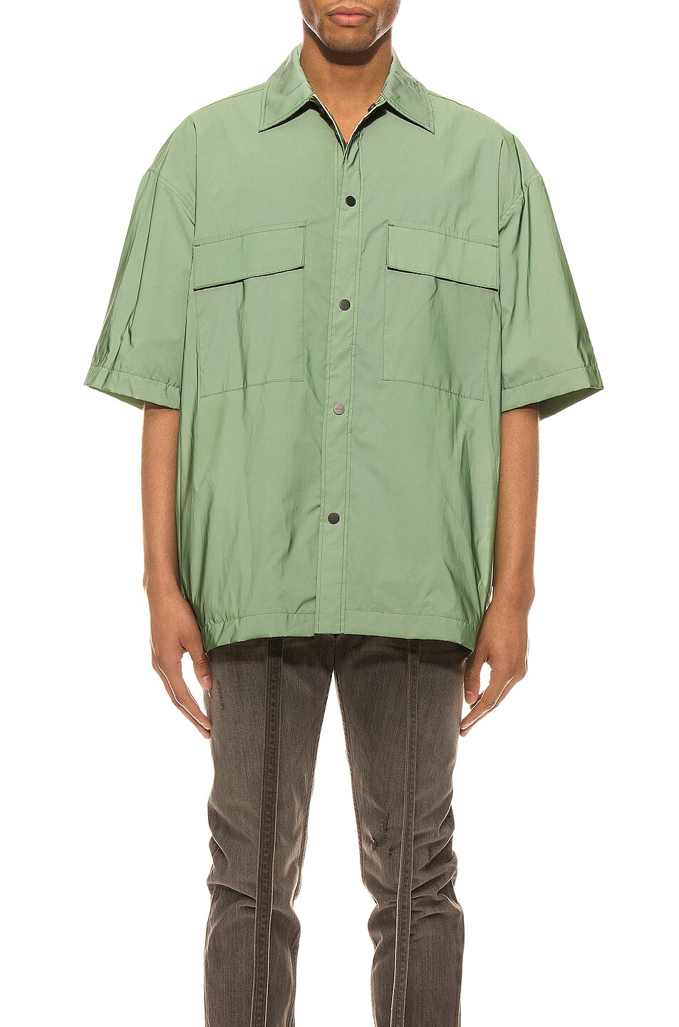 Image 1 of Fear of God Oversized Nylon Shirt in Army Iridescent