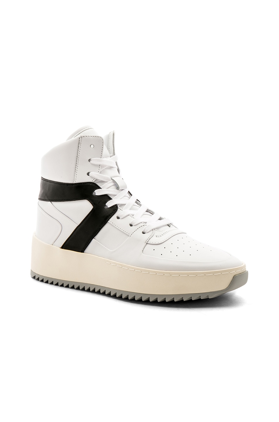 Image 1 of Fear of God Leather Basketball Sneakers in White & Black