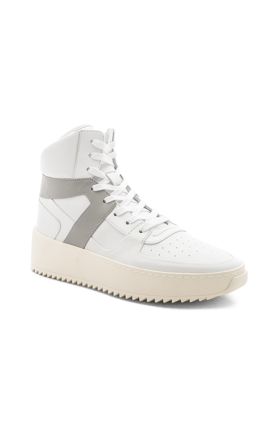 Image 1 of Fear of God Leather Basketball Sneakers in White & Perla