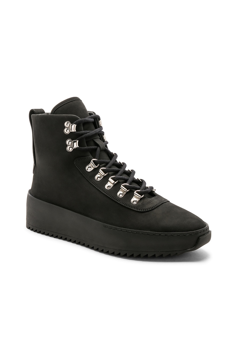 Image 1 of Fear of God Nubuck Leather Hiking Sneakers in Black