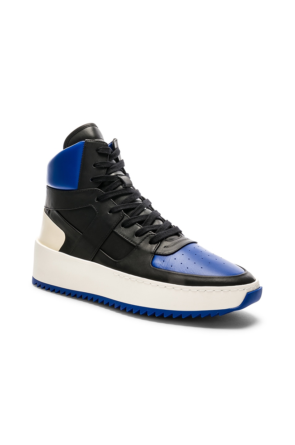 Image 1 of Fear of God Leather Basketball Sneakers in Black & Royal