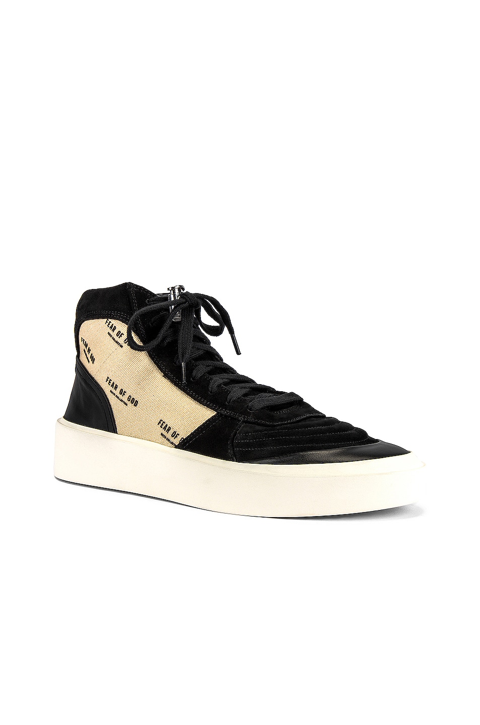 Image 1 of Fear of God Strapless Skate Mid in Black & Creme Print