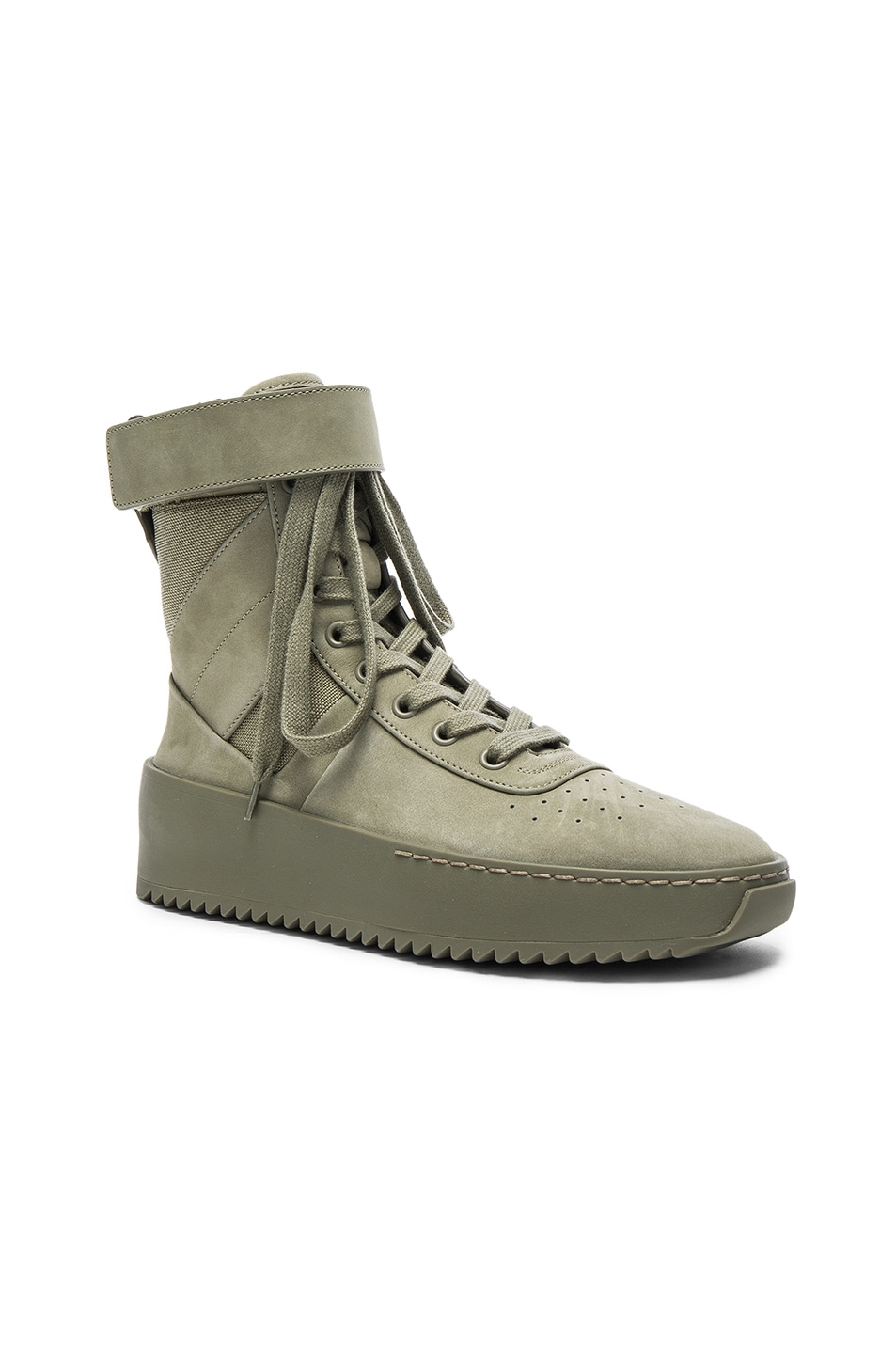 Image 1 of Fear of God Nubuck Leather Military Sneakers in Army Green