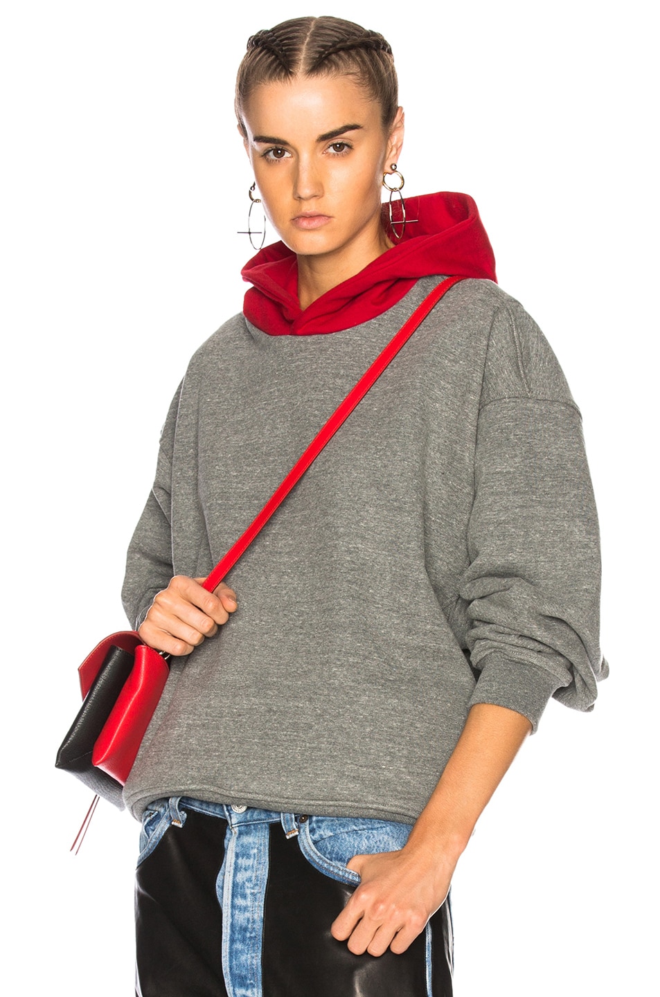 Image 1 of Fear of God Everyday Hoodie in Red & Heather Grey