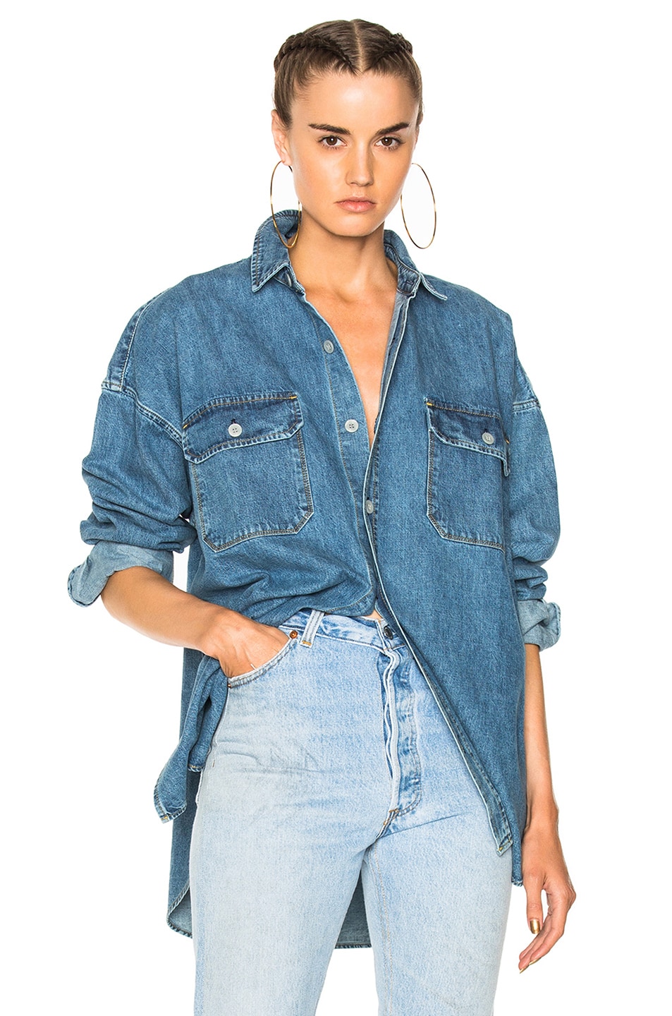 Image 1 of Fear of God Oversized Button Up Shirt in Vintage Indigo