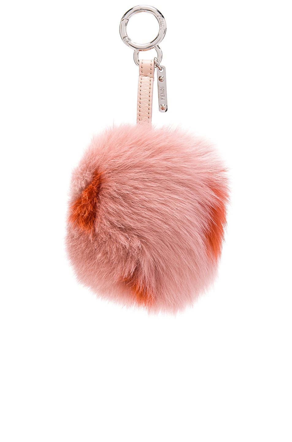 Image 1 of Fendi Pom Pom Bag Charm in Light Pink & Orange
