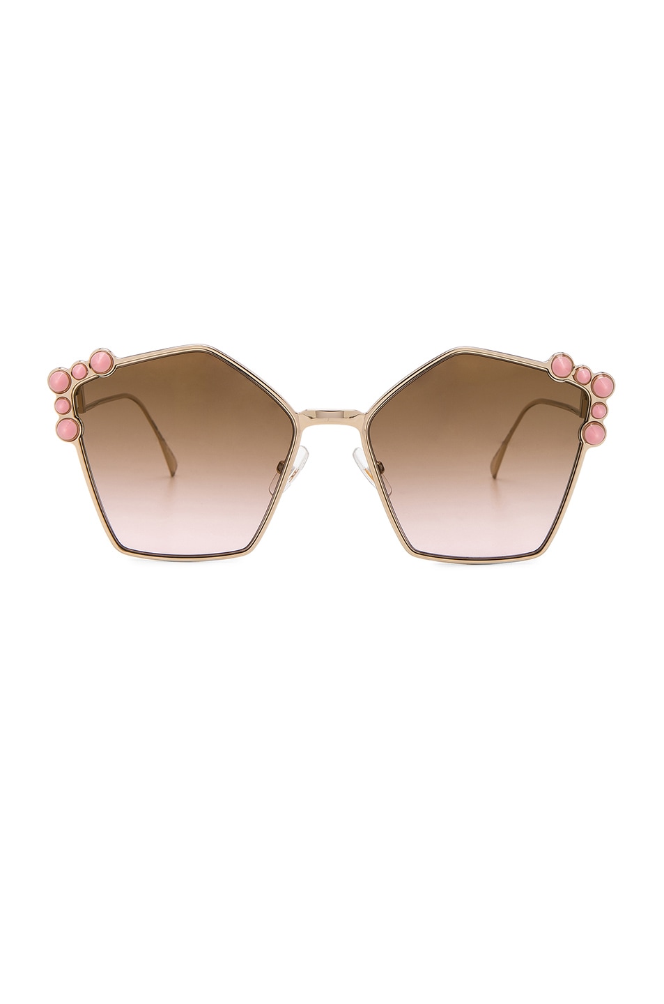 Image 1 of Fendi Step Arm Geometric Sunglasses in Pink & Brown