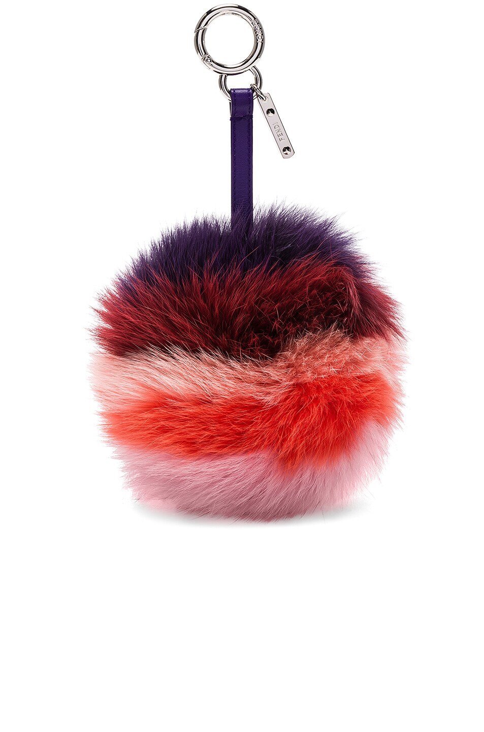 Image 1 of Fendi Rainbow Fox Fur Pom Pom Charm in Purple Multi