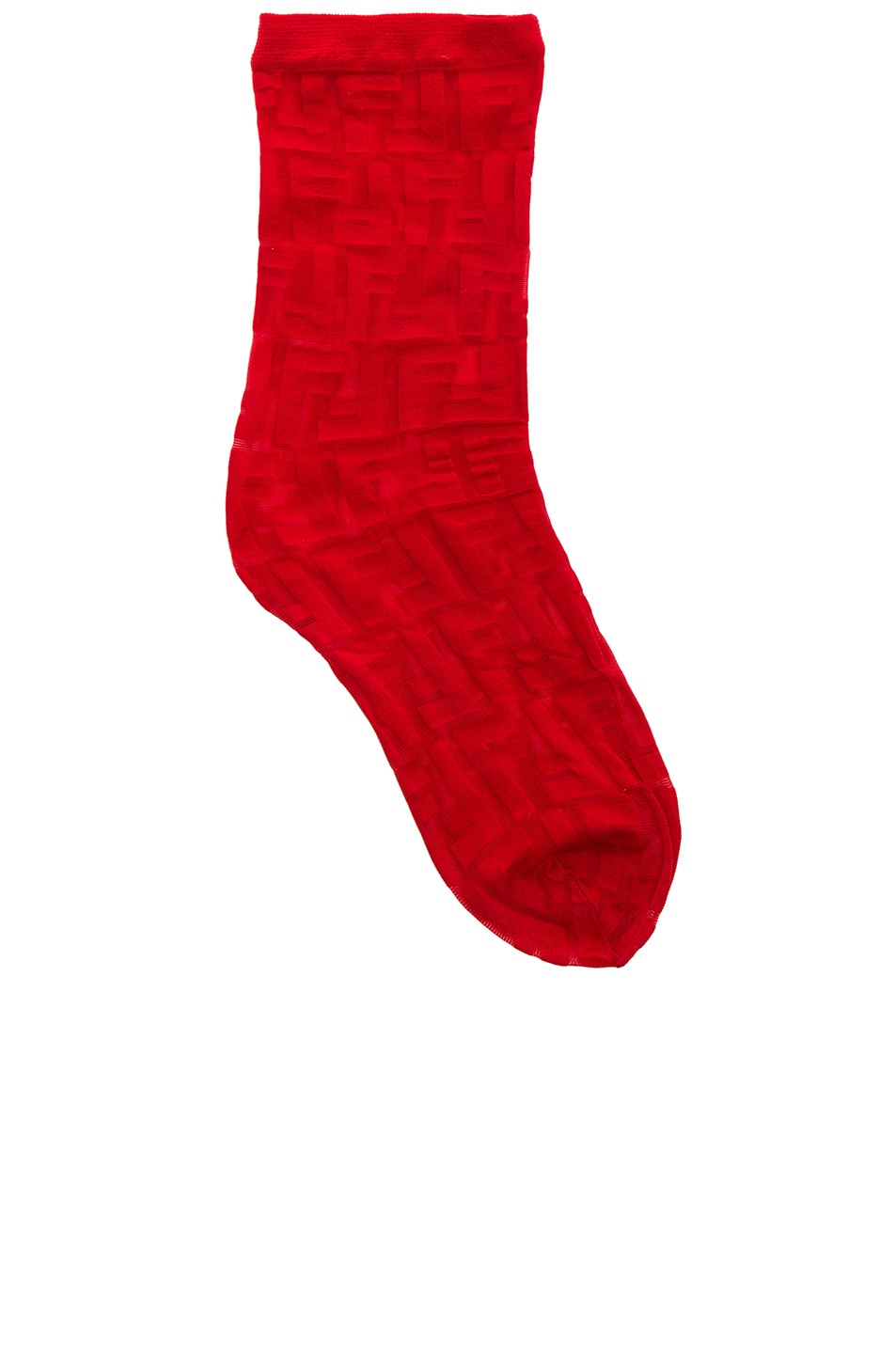 Image 1 of Fendi Logo Print Nylon Socks in Red