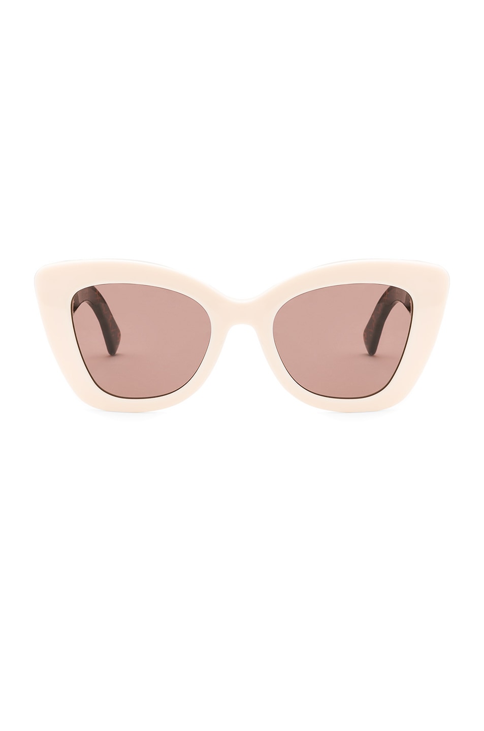 Image 1 of Fendi Logo Sunglasses in White & Brown