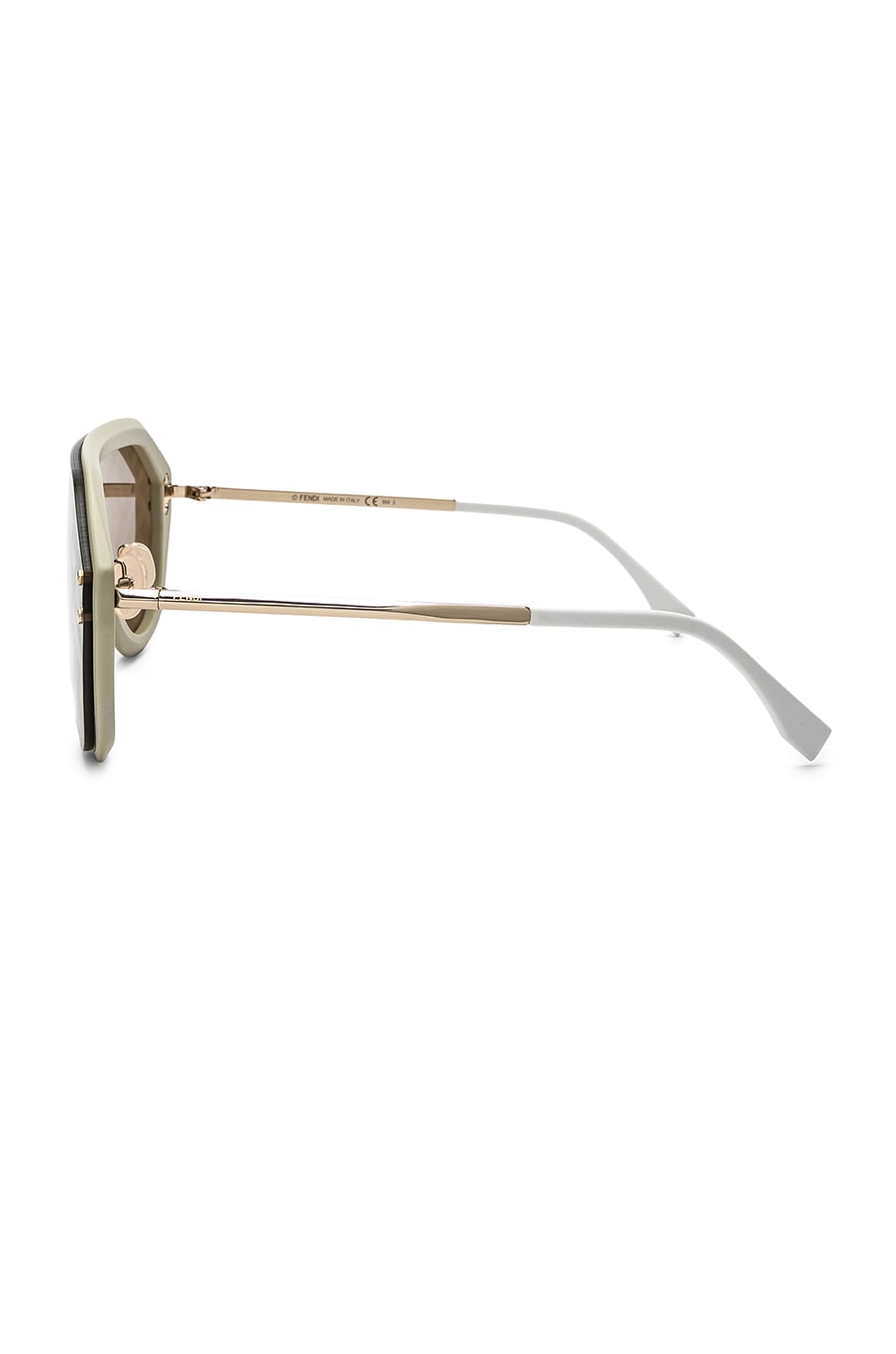 Fendi Logo Face Sunglasses in Beige & Gold Decor | FWRD