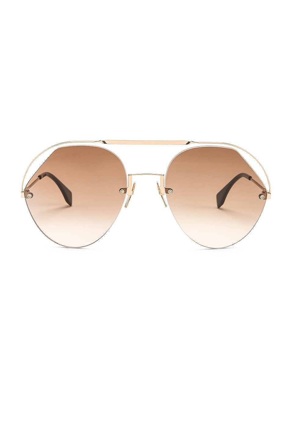 Image 1 of Fendi Round Aviator Sunglasses in Brown