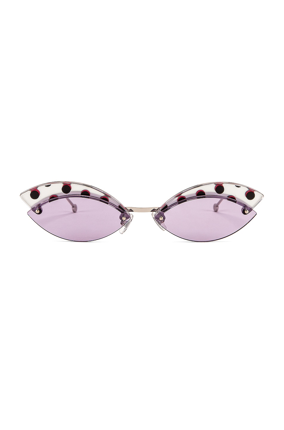 Image 1 of Fendi Defender Butterfly Polka Dot Sunglasses in Lilac