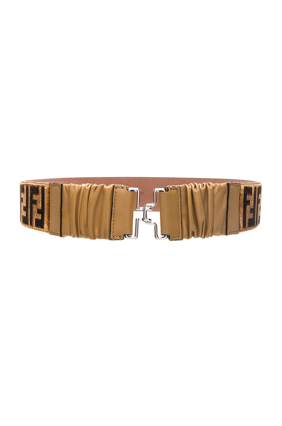 Image 1 of Fendi FF Printed Belt in Tan & Black