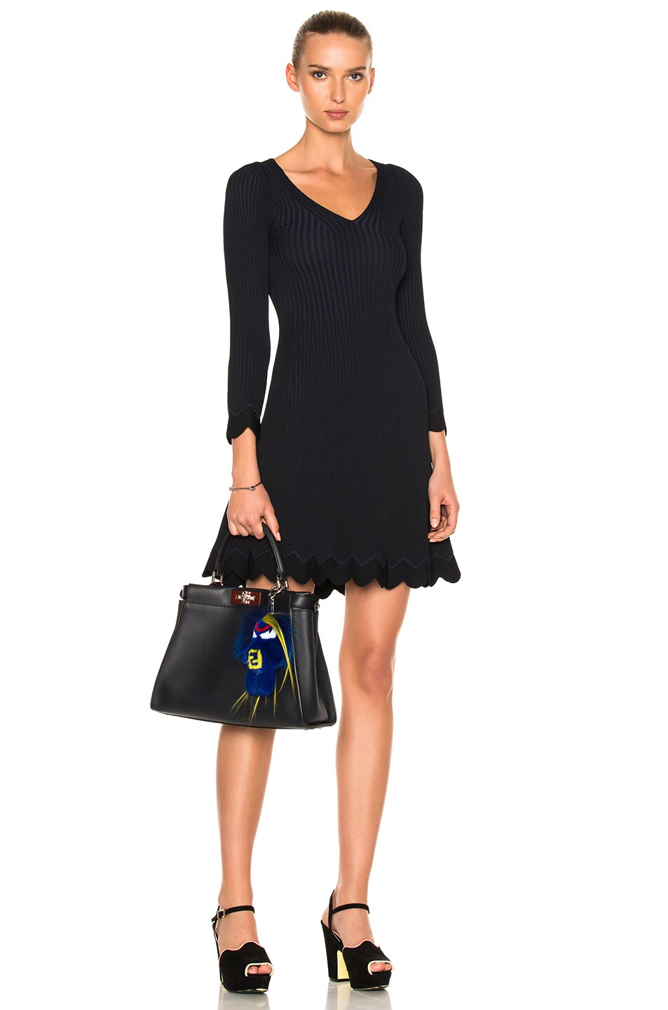 Image 1 of Fendi Long Sleeve Mini Dress in Black