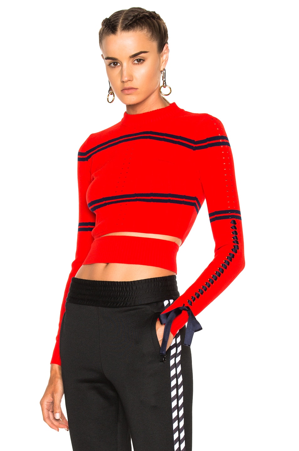 Image 1 of Fendi Cropped Cut Out Sweater in Poppy