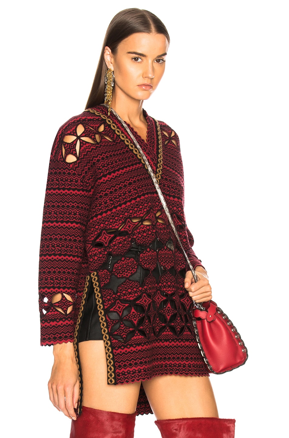 Image 1 of Fendi Cut Out Detail Sweater in Burgundy