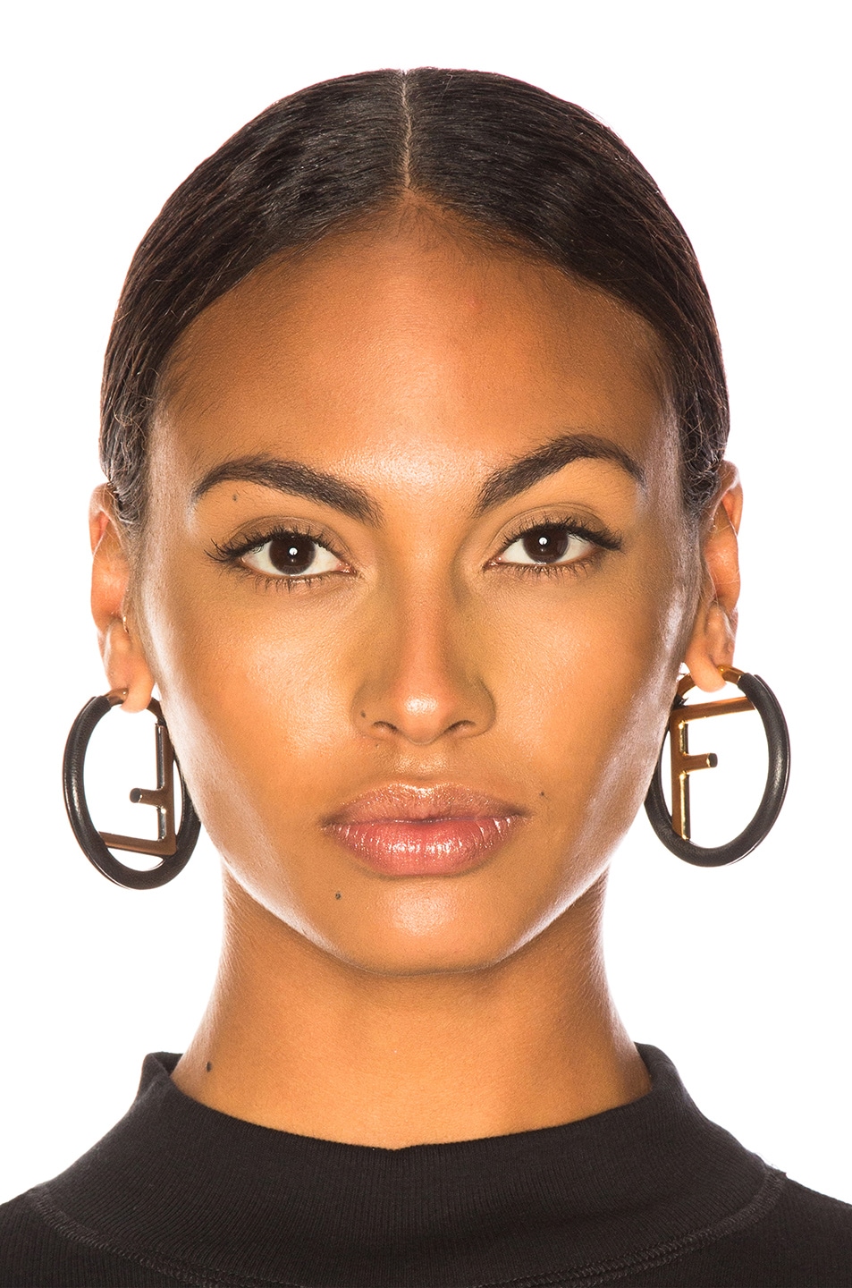 Fendi FF Hoop Earrings in Black FWRD