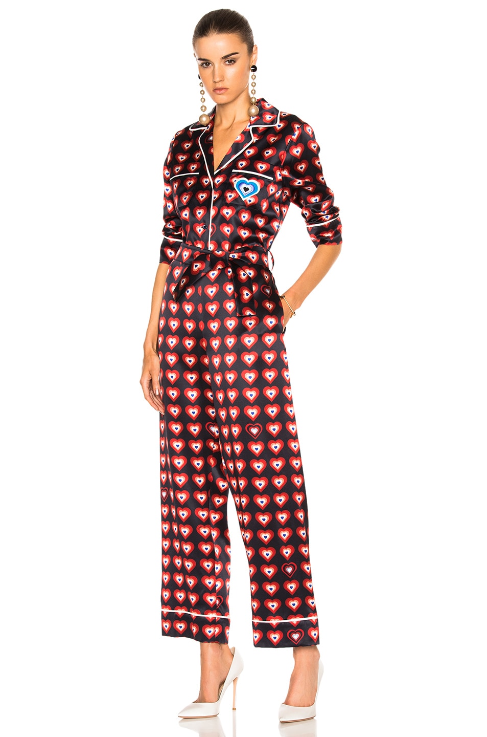 Image 1 of Fendi Pajama Jumpsuit in Black & Red
