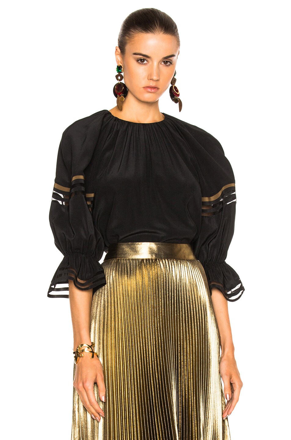 Image 1 of Fendi Blouse with Cut Out Sleeve Detail in Black