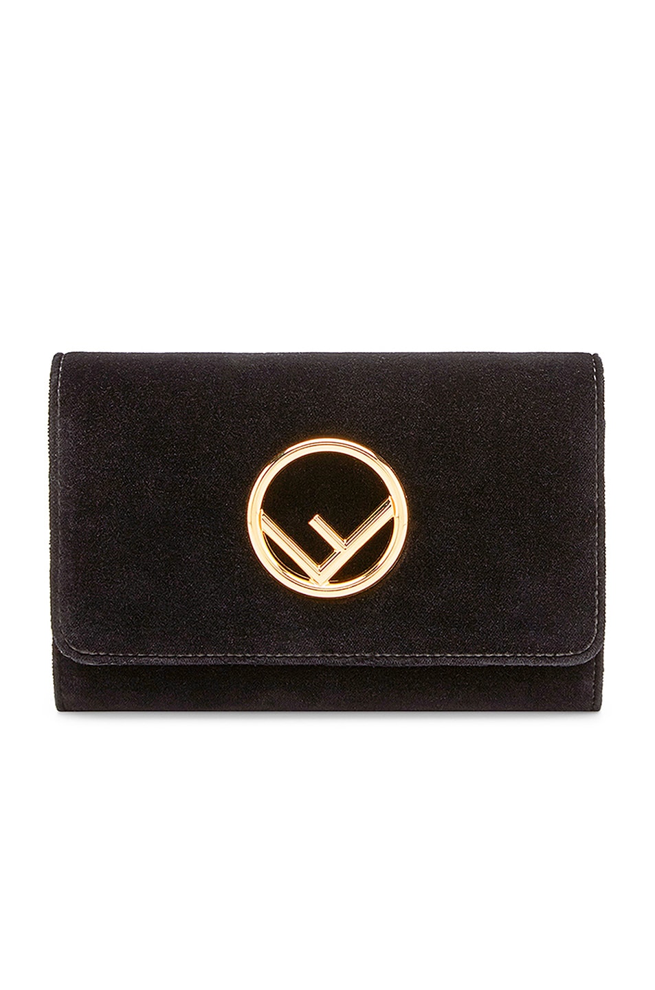 Image 1 of Fendi Velvet Wallet on Chain in Black
