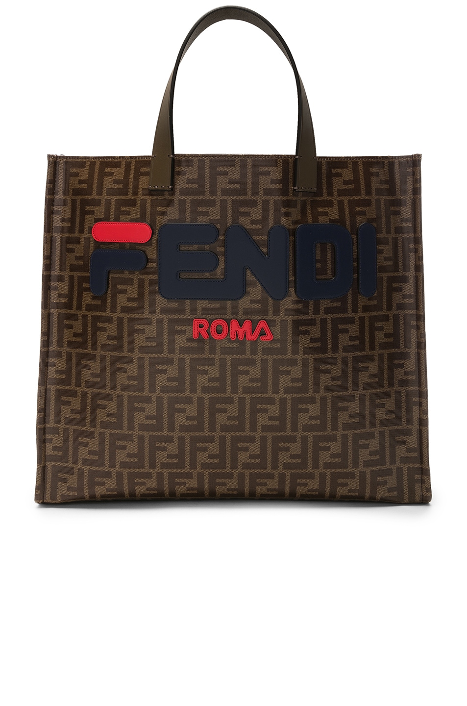 Image 1 of Fendi Fendi Mania Small Logo Tote in Brown & Blue