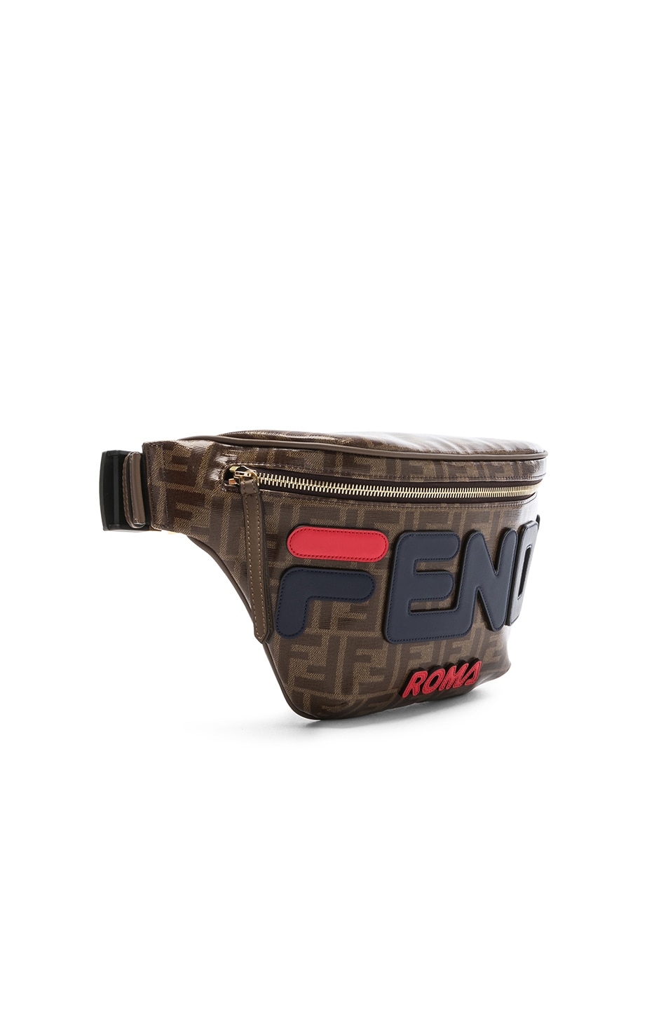 Fendi Fendi Mania Logo Fanny Pack in Brown & Navy FWRD