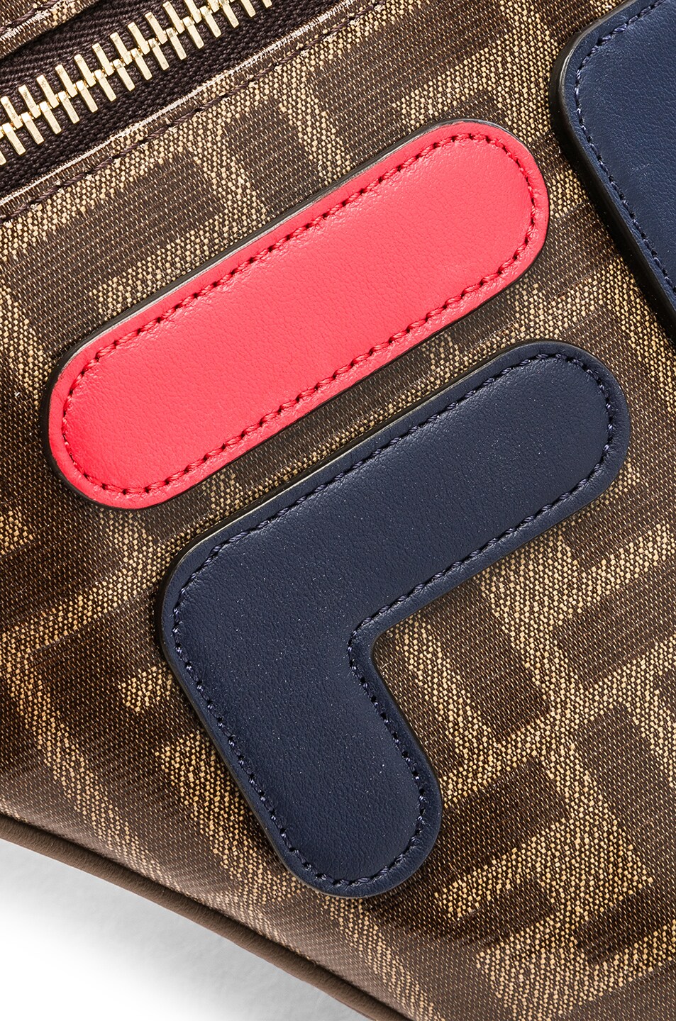 Fendi Fendi Mania Logo Fanny Pack in Brown & Navy FWRD