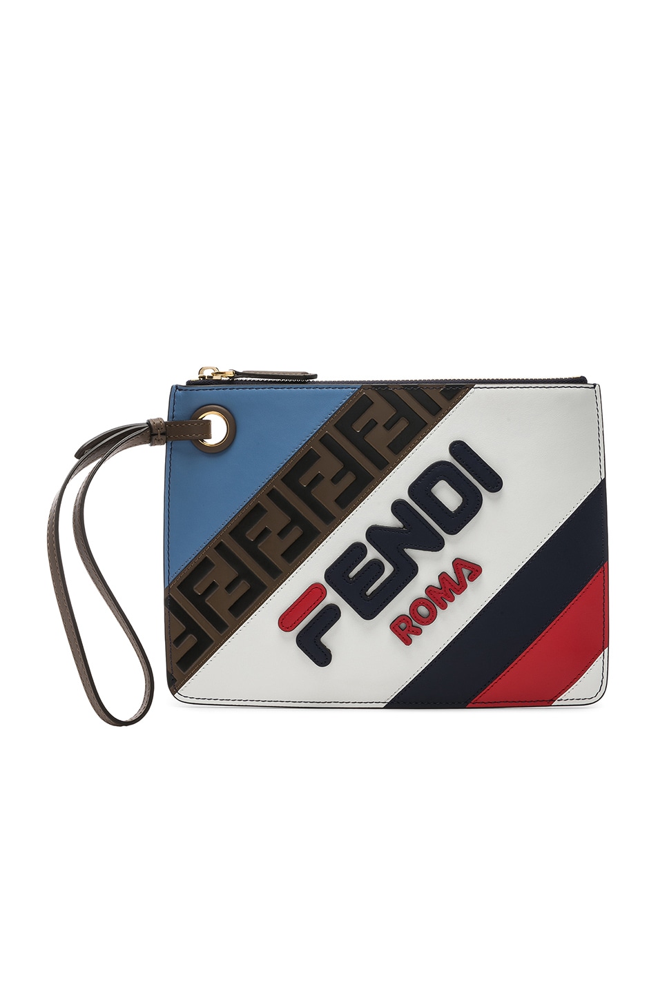 Image 1 of Fendi x FILA Small Logo Pouch in White & Multicolor