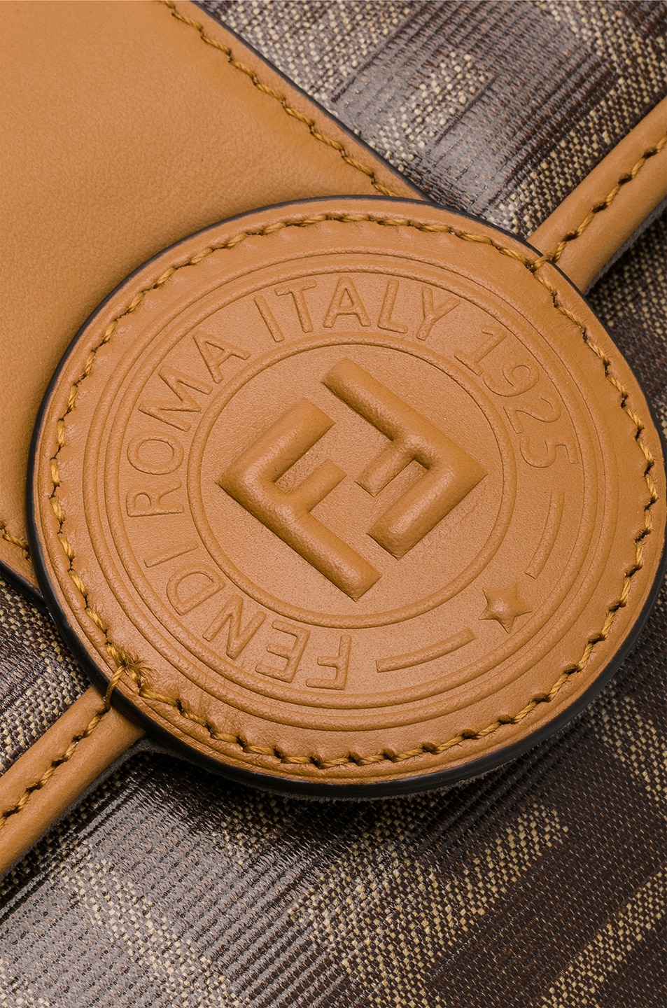 Fendi Logo Chain Crossbody Bag in Brown FWRD