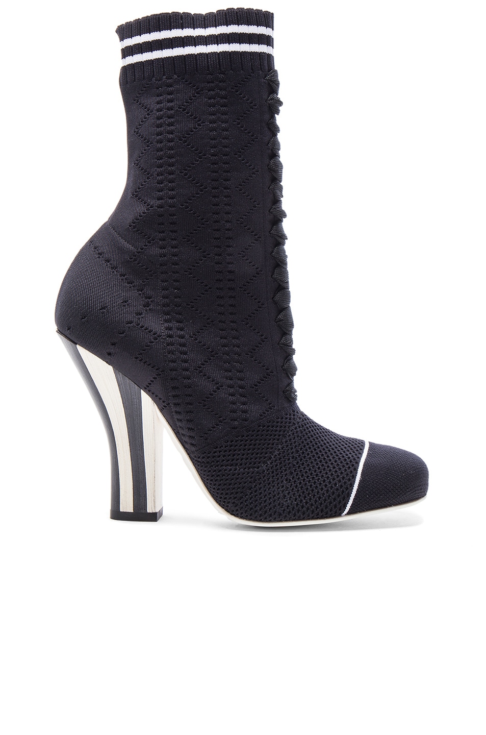 Image 1 of Fendi Knit Booties in Black & White