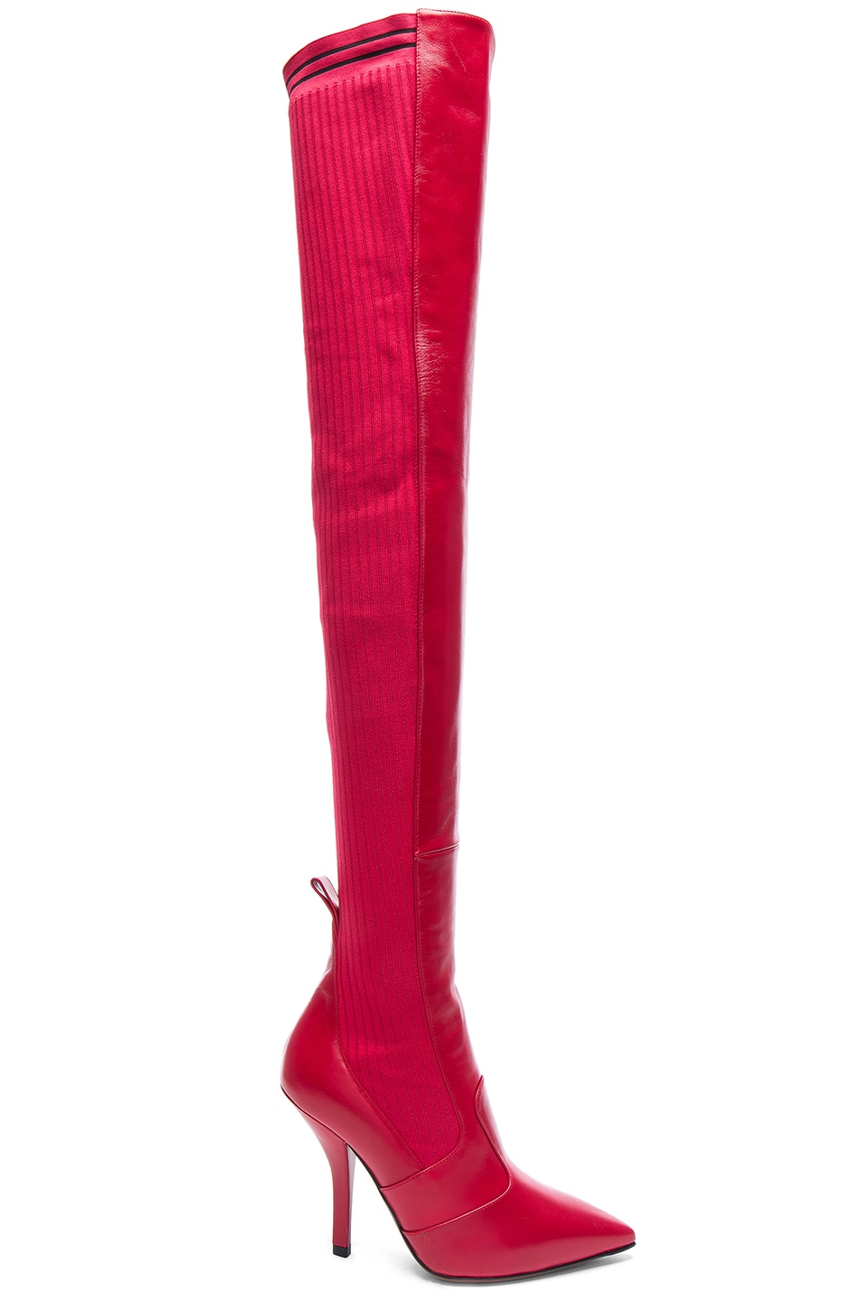 Image 1 of Fendi Rockoko Leather Over the Knee Boots in Cherry