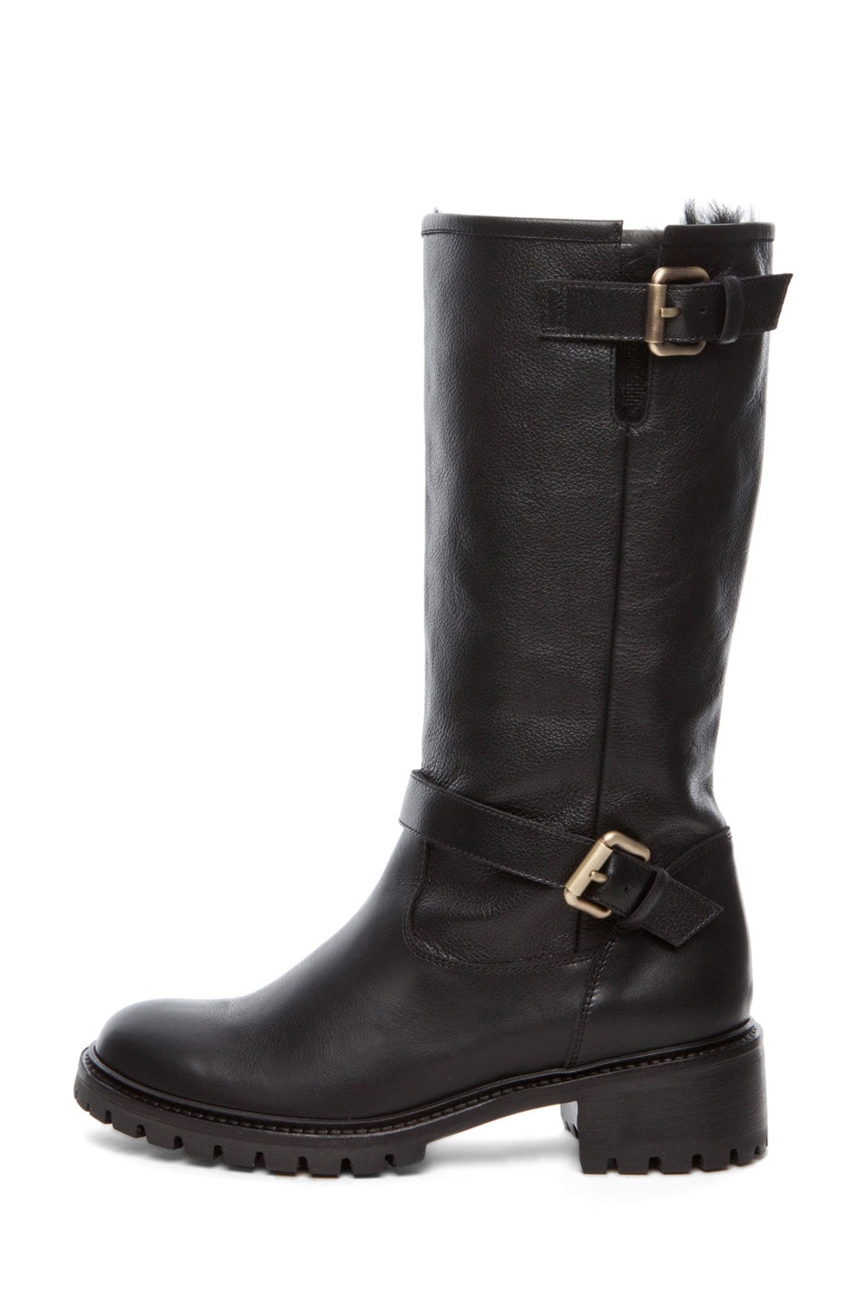 Image 1 of Fendi Military Rabbit Fur Lined Boot in Black