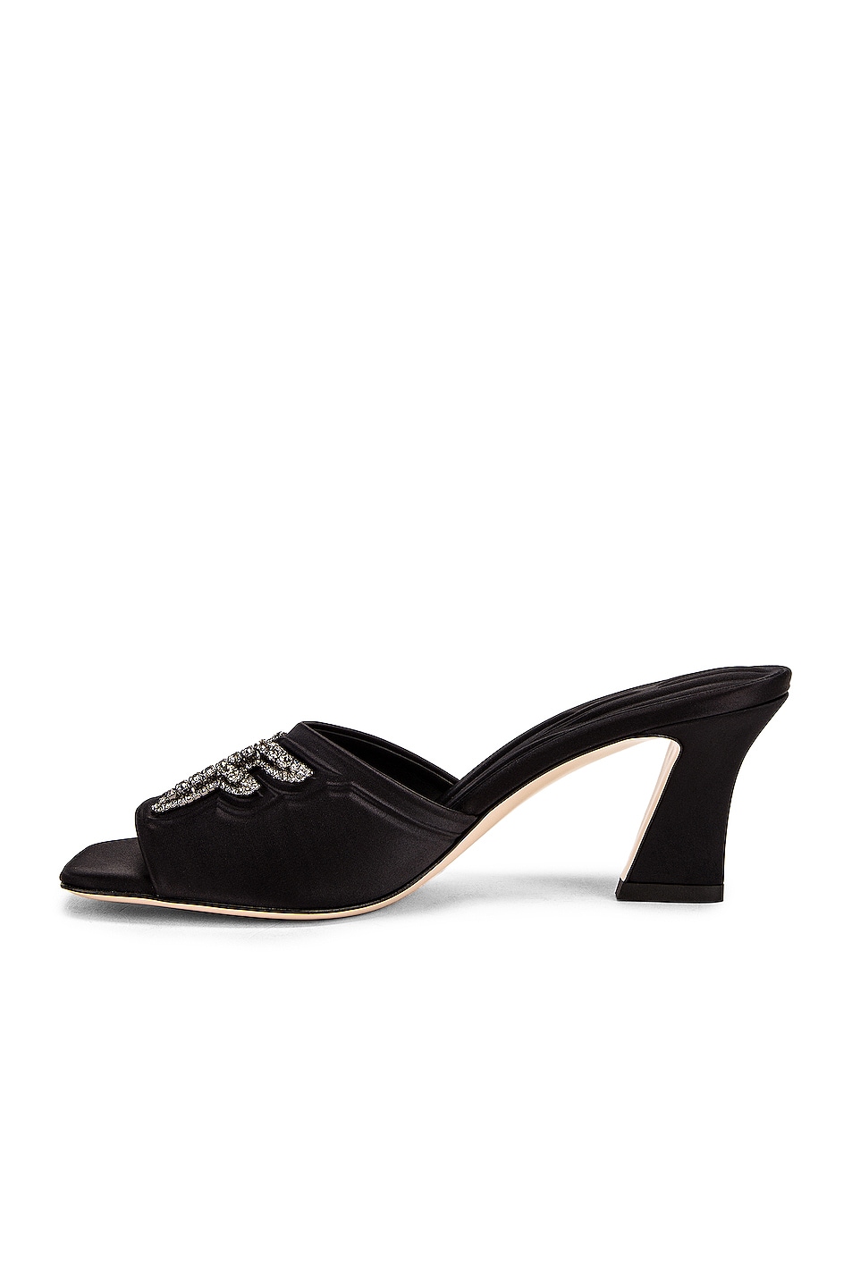 FENDI MEDIUM-HEELED 55 MM MULE IN BLACK LAMBSKIN WITH GOLD HARDWARE main image 1