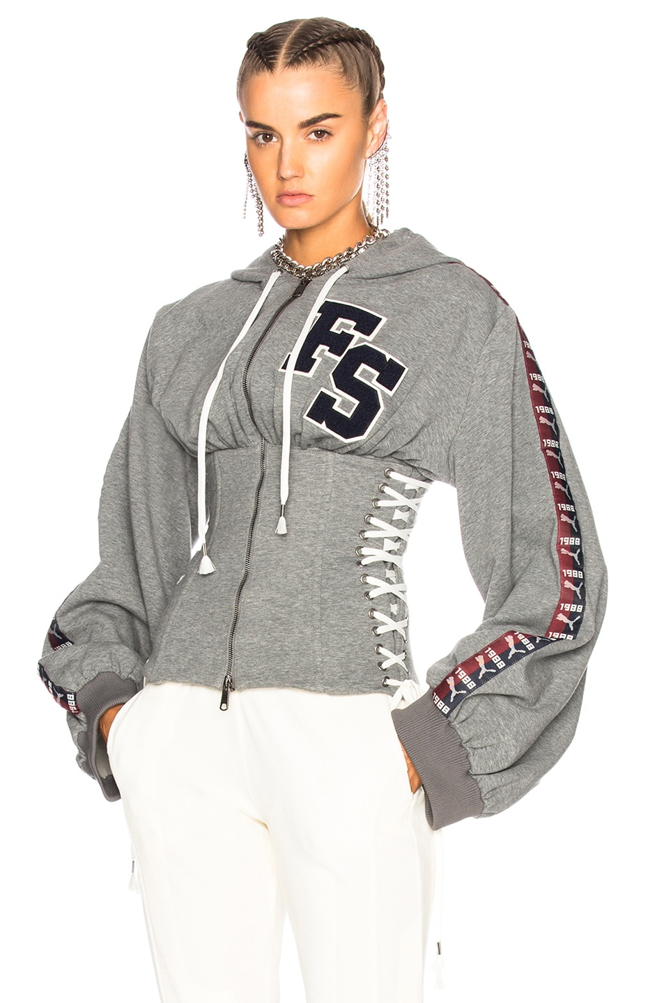 Image 1 of Fenty by Puma Side Lace Hoodie in Heather Grey
